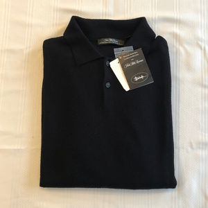 Saks Fifth Ave Black Wool Collared Button Sweater